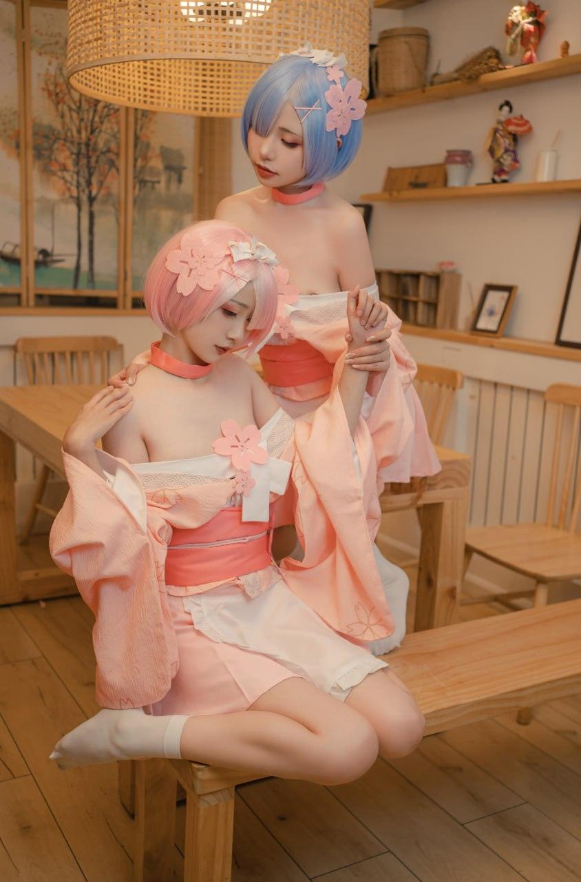 金鱼kinngyo与喵小吉 拉姆雷姆写真,日系和风里的双生花叙事 金鱼kinngyo与喵小吉 拉姆雷姆写真,日系和风里的双生花叙事